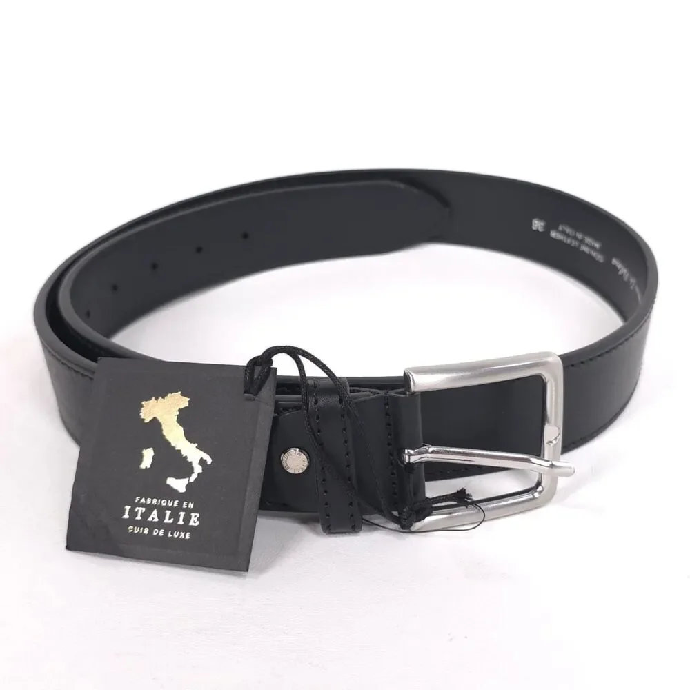 GENNARO DI PALMA Mens New Black Genuine Leather Belt 36 ITALY MADE
